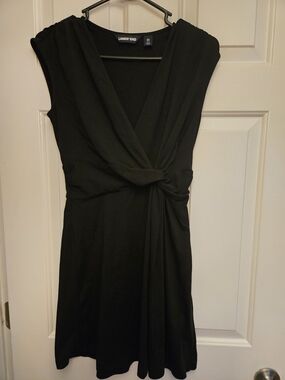 Lands' End Black Knot-Front Mini Dress